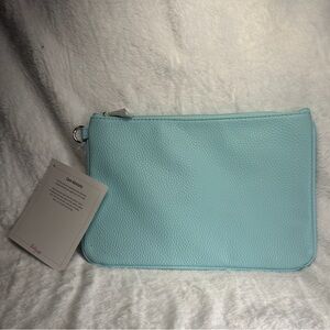 thirty-one Light Blue Pebbled Leather Wristlet Clutch Pouch